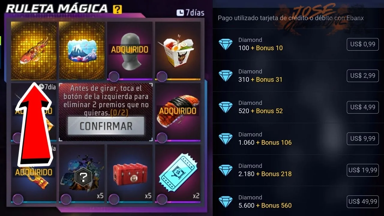 Cómo conseguir diamantes gratis con las ruletas de Free Fire