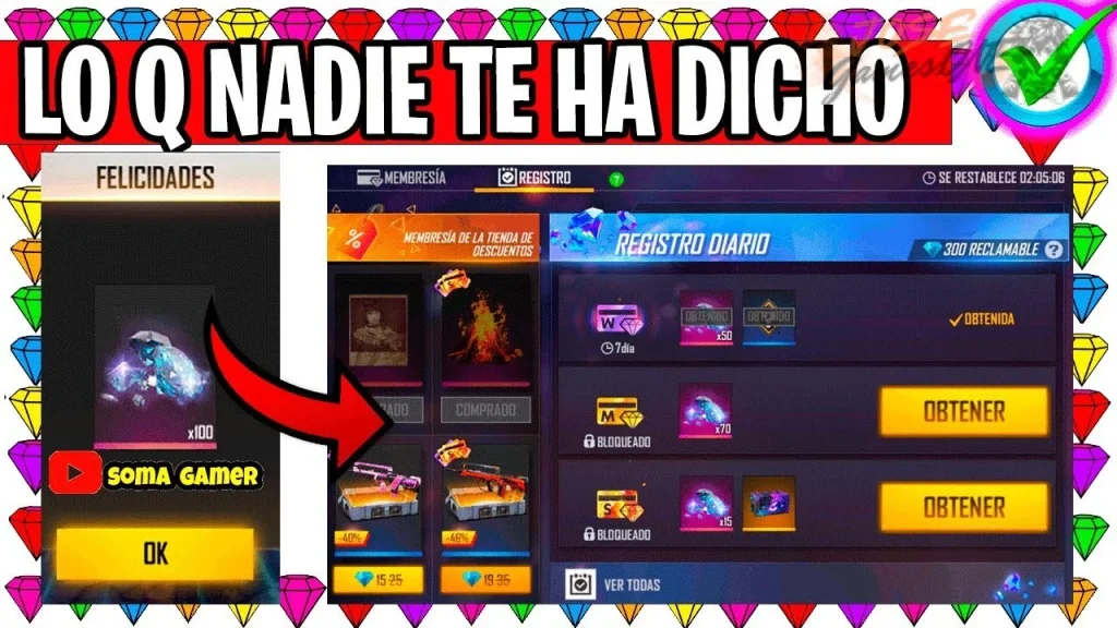 ¿Como funciona el REGISTRO DIARIO en free fire membresía?