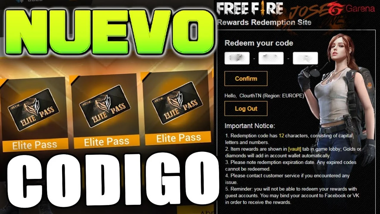 Dónde canjear los códigos del Pase Elite y Booyah en Free Fire