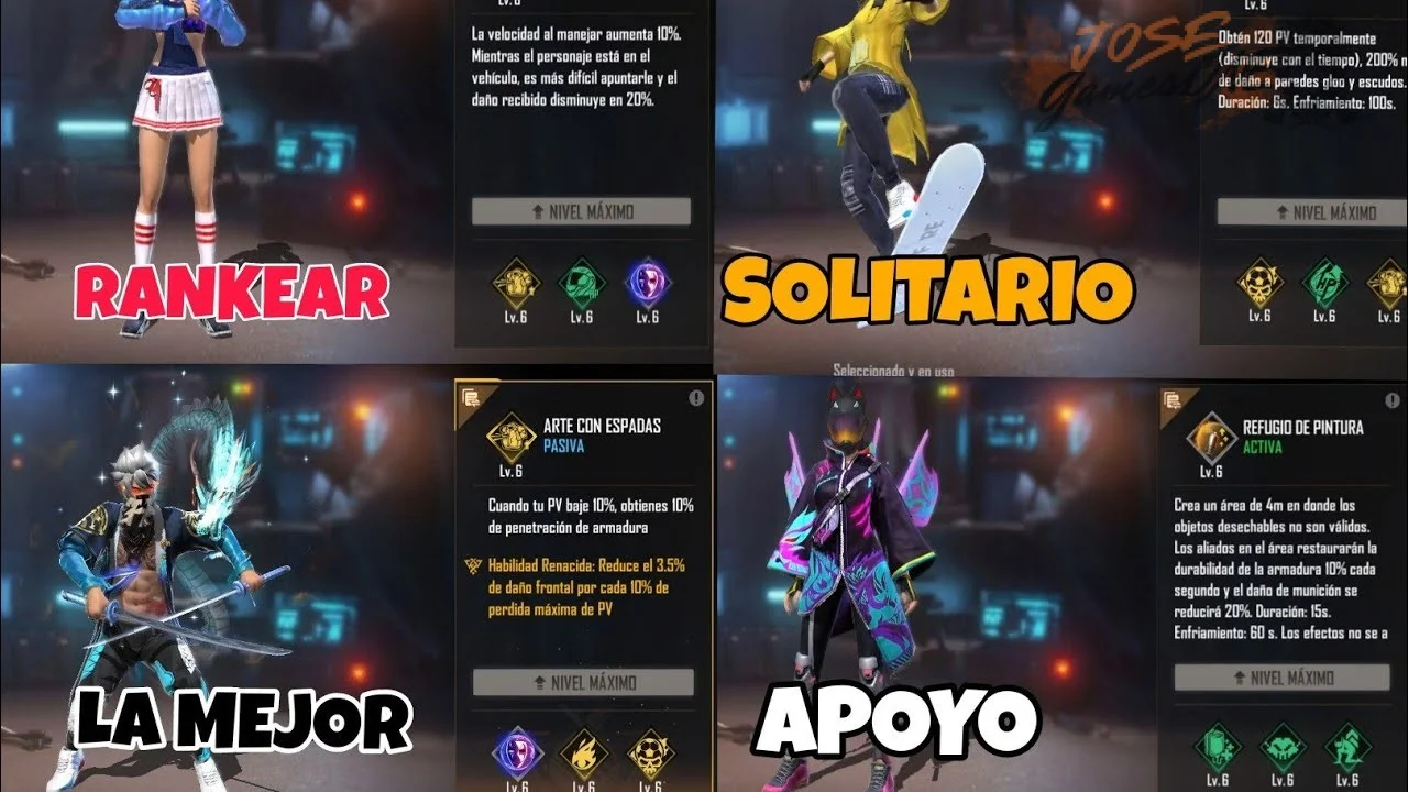 Guía de personajes recomendados para ranked en Free Fire