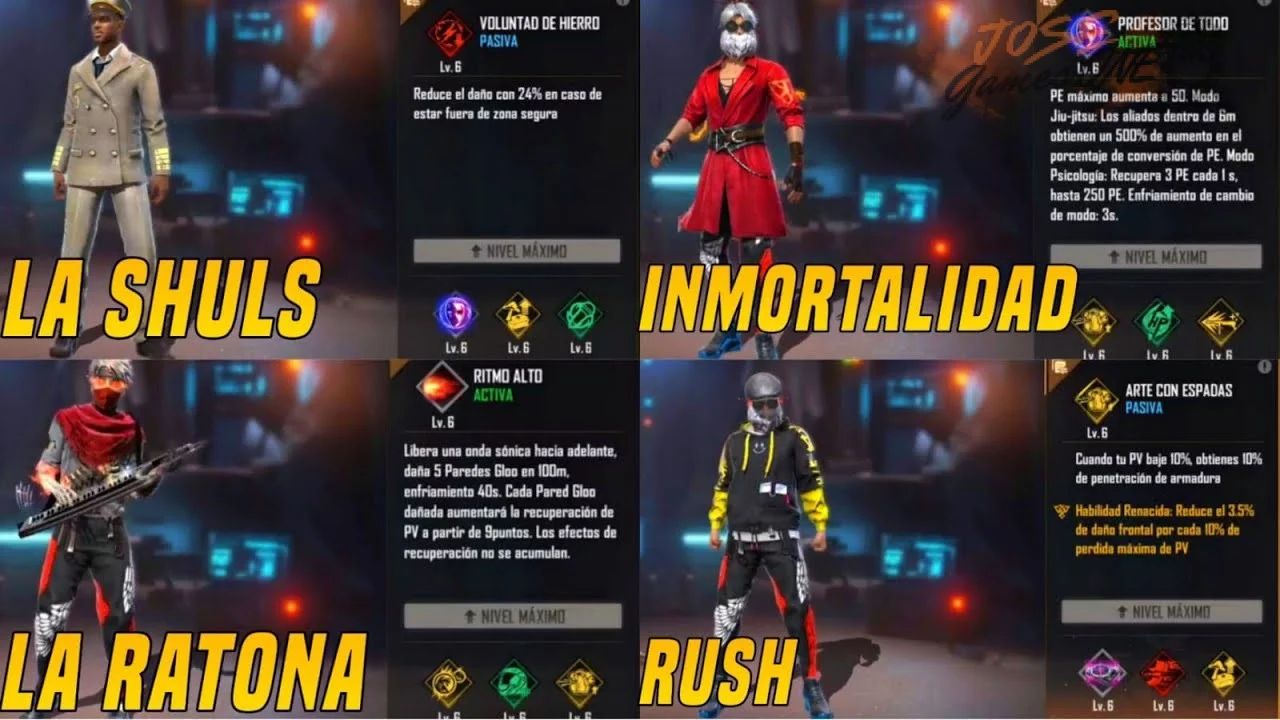 Mejores combinaciones de habilidades de personajes en Free Fire
