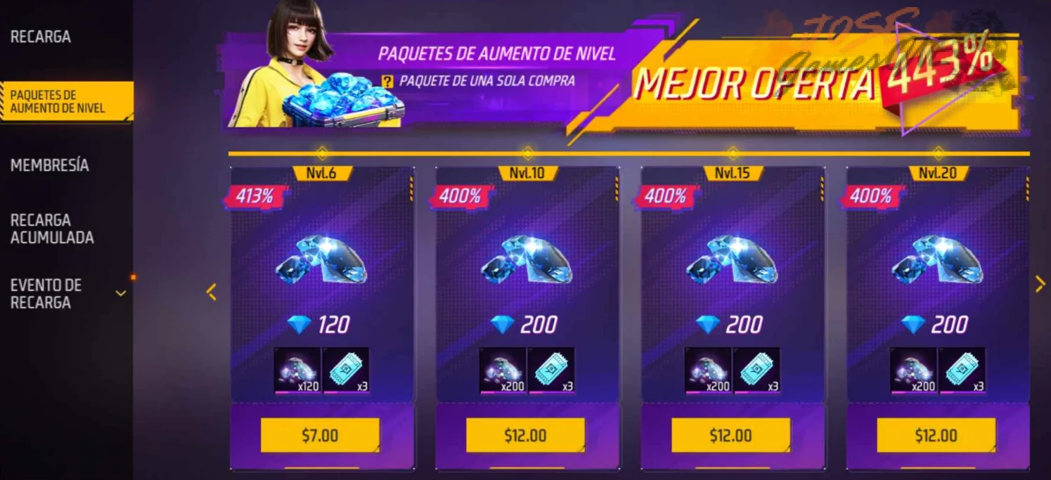 Paso 2 — Realizar la recarga de diamantes dentro del período del evento