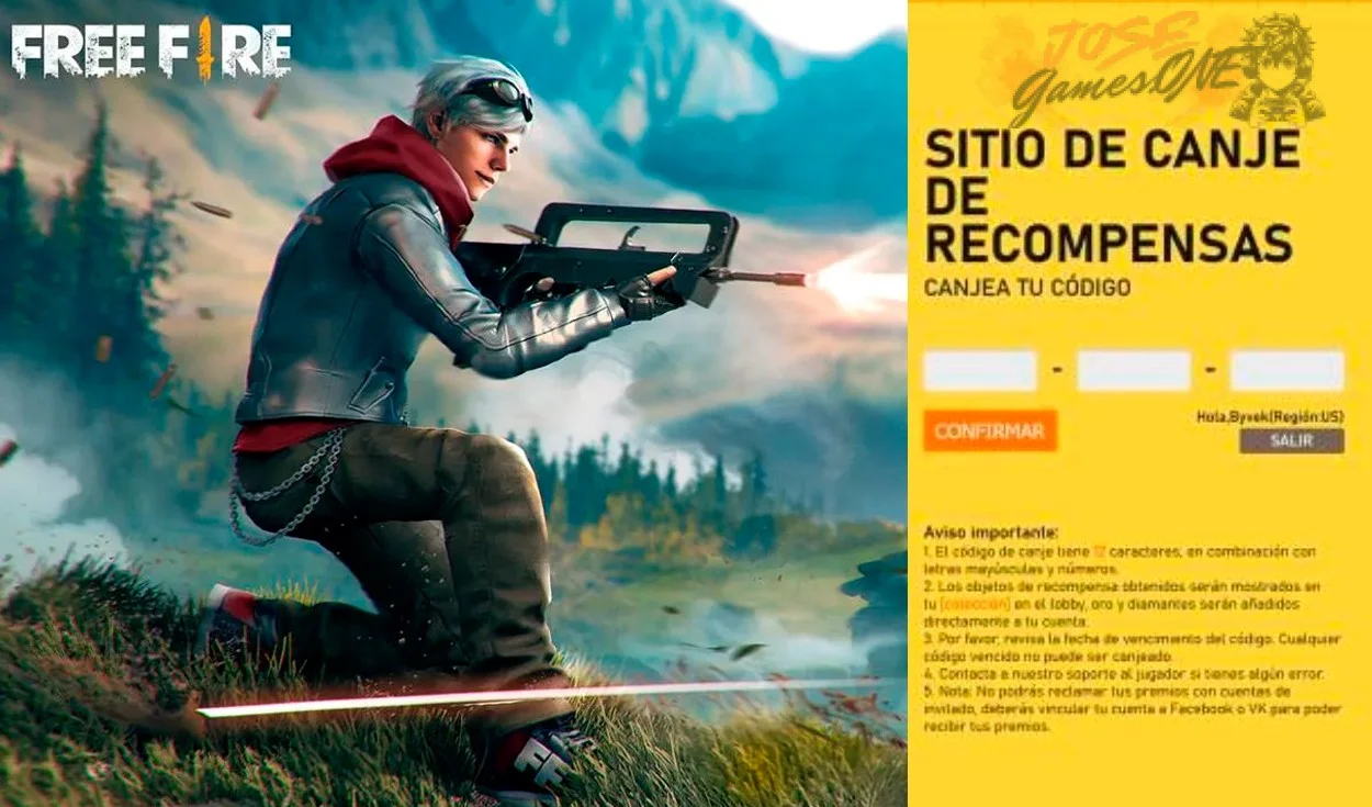 Pasos para canjear códigos en el sitio web oficial de Garena Free Fire