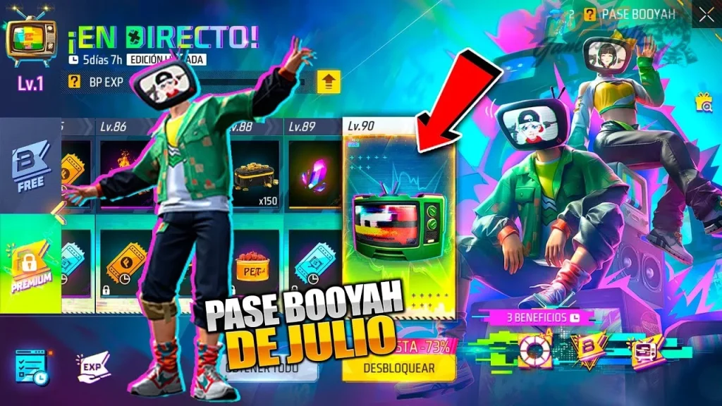 ¿Recompensas del nuevo pase booyah de julio y esto se llama?