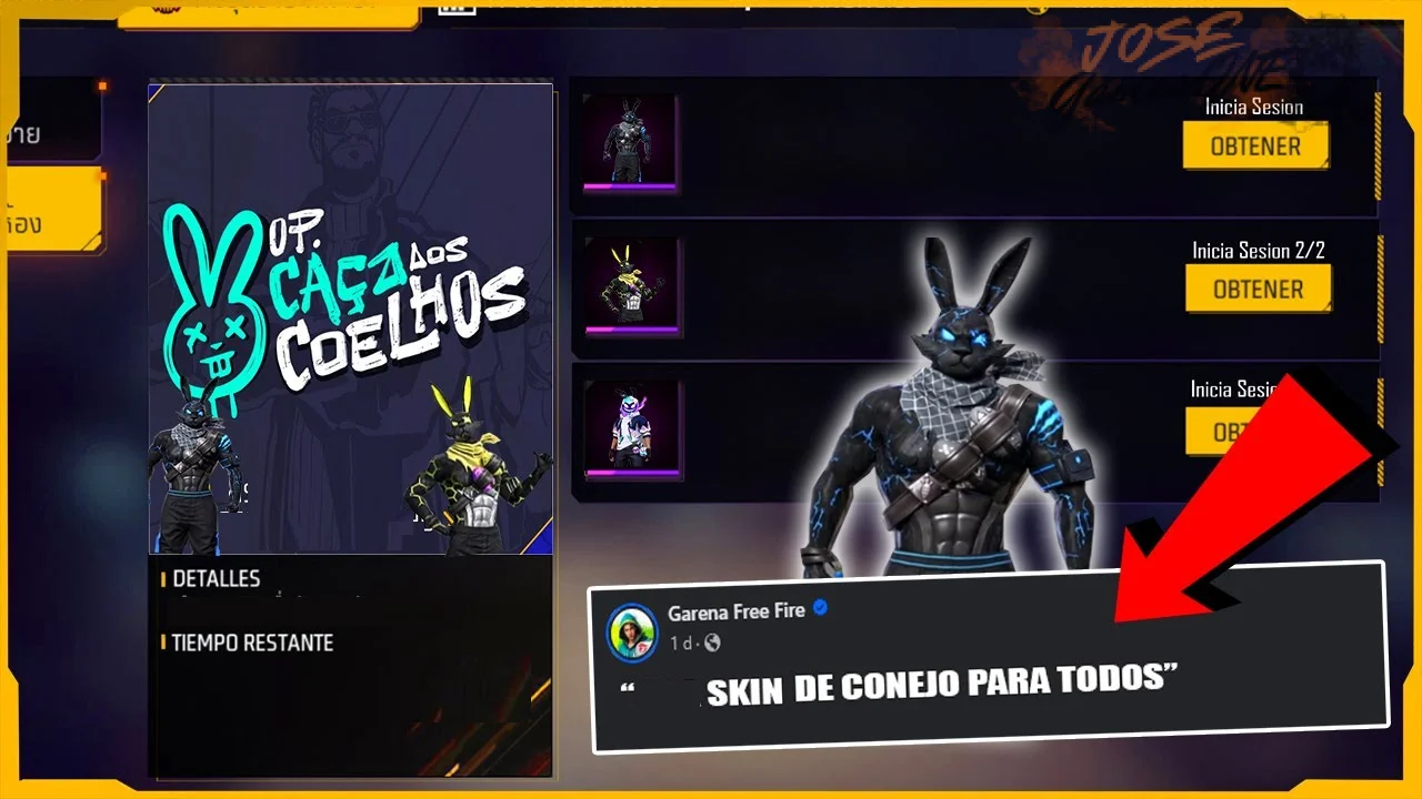 Skins del Conejo Enigmático y Jefe Lebrato en Free Fire: Cómo obtenerlas rápidamente